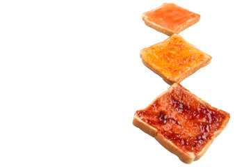 Mix fruit, blueberry, orange fruit jam spread on bread toast