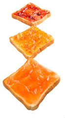 Mix fruit, blueberry, orange fruit jam spread on bread toast