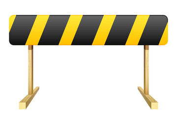 Barrier isolated on white background. Black and yellow stripe. V