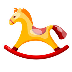 Toy rocking horse isolated on white background. Vector illustrat