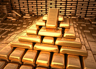 Bank vault filled with gold bullion. Finance illustration