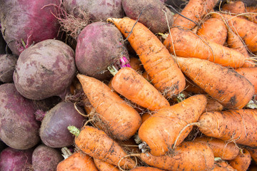 Background of unwashed vegetables