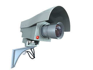 Security video camera, isolated on white background