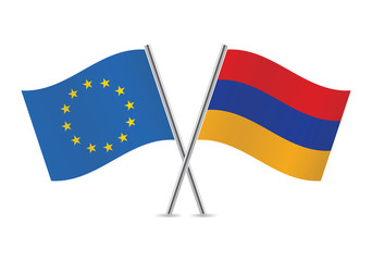 Argentinian and European union flags. Vector illustration.