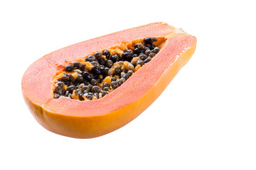 papaya isolated on white background with clipping path