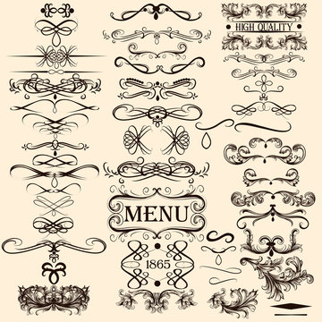 Collection of vector calligraphic elements