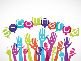 groupe mains souriantes : e-commerce