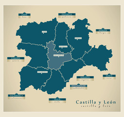 Obraz premium Modern map - Castilla y León ES