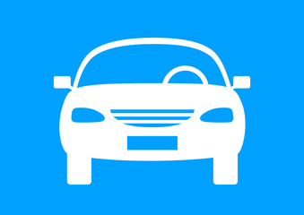 White car icon on blue background