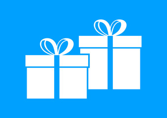 White gift icon on blue background
