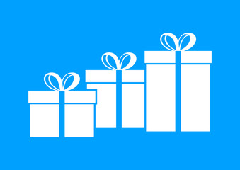 White gift icon on blue background