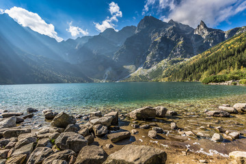 Green water mountain lake Morskie Oko, Tatra Mountains, Poland © Curioso.Photography