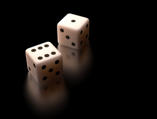 White dice with clipping path.