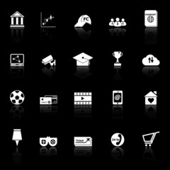 General online icons with reflect on black background