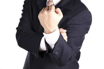 Businessman show fuck sign