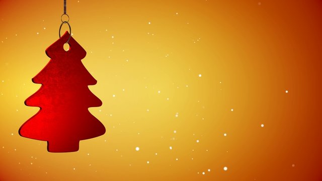4K Video Of Red Christmas Tree Tag - ray-traced