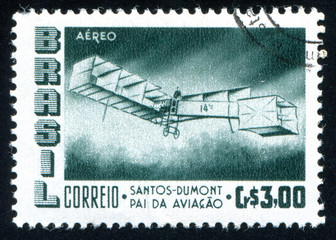 BRAZIL - CIRCA 1956: stamp by Brazil, airplane.