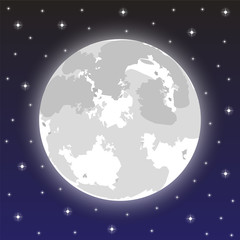 moon in the night sky with stars