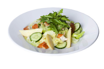 salad with smoked fish, iceberg lettuce and cucumbers