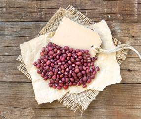 Azuki beans and paper label