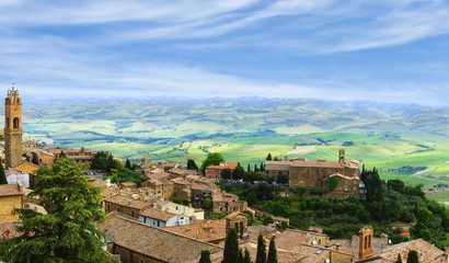 Fototapeta na wymiar The ancient Italian town of Montalcino