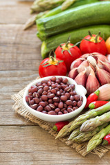 Azuki beans and vegetables