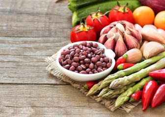 Azuki beans and vegetables