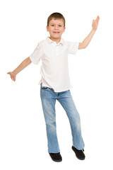 boy posing on white