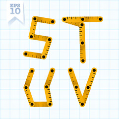 Measuring folding ruler flat  vector abc