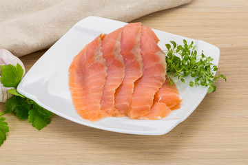 Sliced salmon