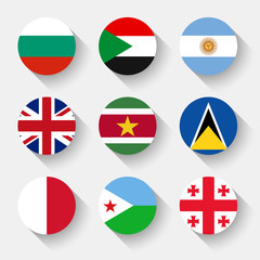 Flags of the world, round buttons