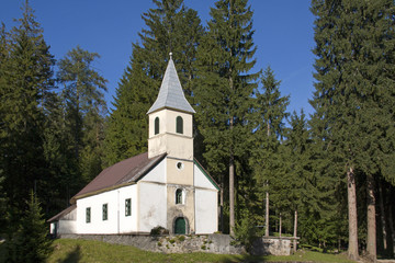 Fototapeta na wymiar Church of St Anthony in Stara Susica, Gorski kotar in Croatia