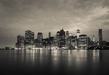 New York - view  of Manhattan Skyline by night