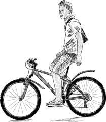 Obraz premium young man on the bike