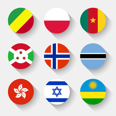 Obraz premium Flags of the world, round buttons