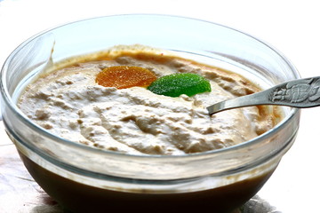 cottage cheese and two slices of marmalade