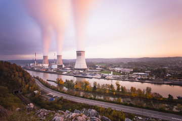 Nuclear Power Station At Sunset