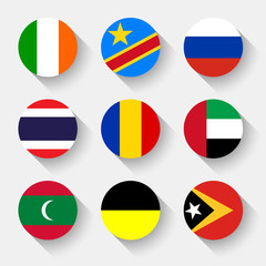 Flags of the world, round buttons