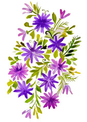 watercolor flowers in different sizes