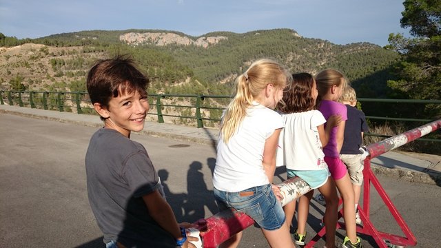 Ni&ntilde;os subidos en barrera