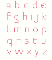 Simple cross-stitch miniscule alphabet
