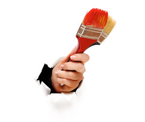 hand holding a brush