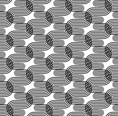 Black and white seamless pattern with curved line.