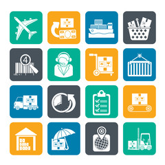 Silhouette Cargo, logistic and shipping icons