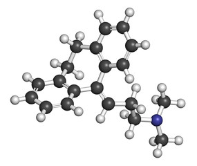 Amitryptiline tricyclic antidepressant drug molecule.
