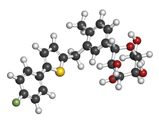 Canagliflozin diabetes drug molecule. 