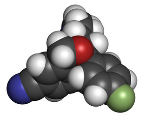 Citalopram anti-depressant drug molecule.