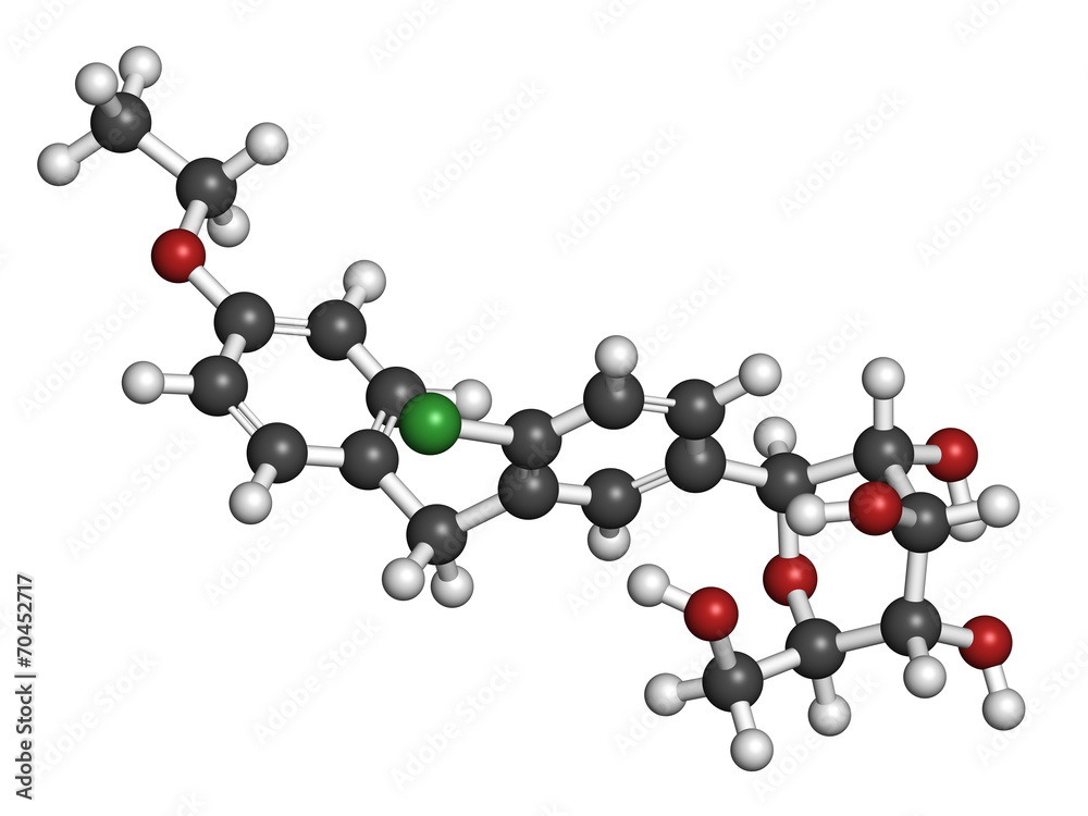 Sticker Dapagliflozin diabetes drug molecule. 