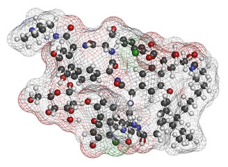 Dalbavancin glycopeptide antibiotic drug molecule. 