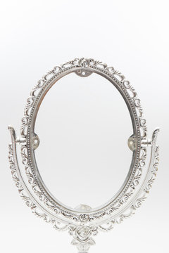 silver makeup mirror isolate